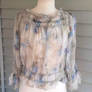 Giorgio Armani silk blue grey green blouse
